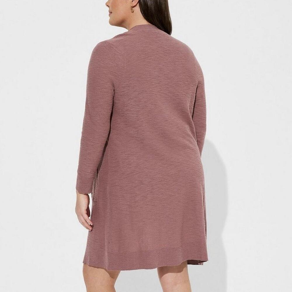 Torrid Slub Open Front Duster Cardigan Womens Plus Size 4 4X Rose Taupe Longline - Picture 2 of 6